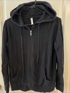 Sofra Black Full-Zip Hoodie with Hood